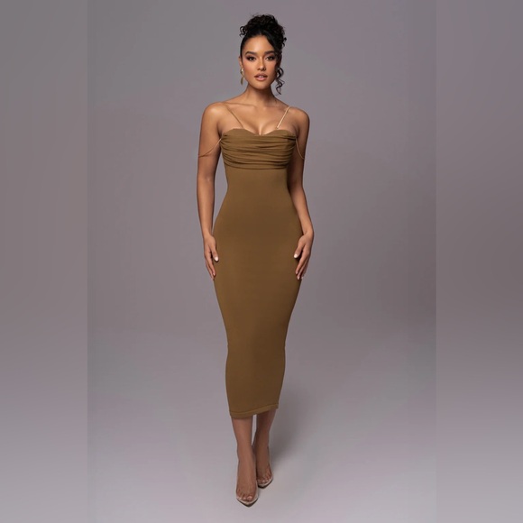 NWT Olive La Lune Drape Midi Dress - Picture 1 of 5
